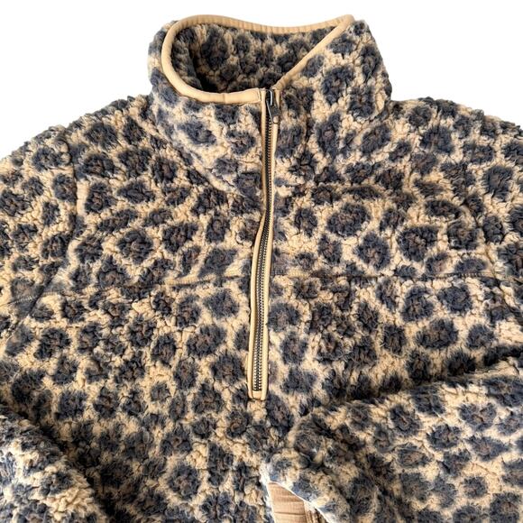 Abercrombie & Fitch Women's Leopard Print Quarter-Zip Fleece Medium - Picture 3 of 6